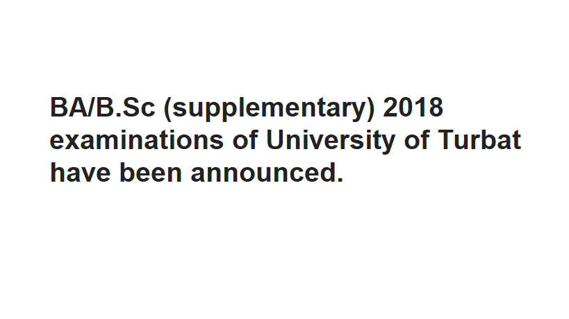 BA/B.Sc (supplementary) examinations of Turbat university are going to start from 23rd April 2019