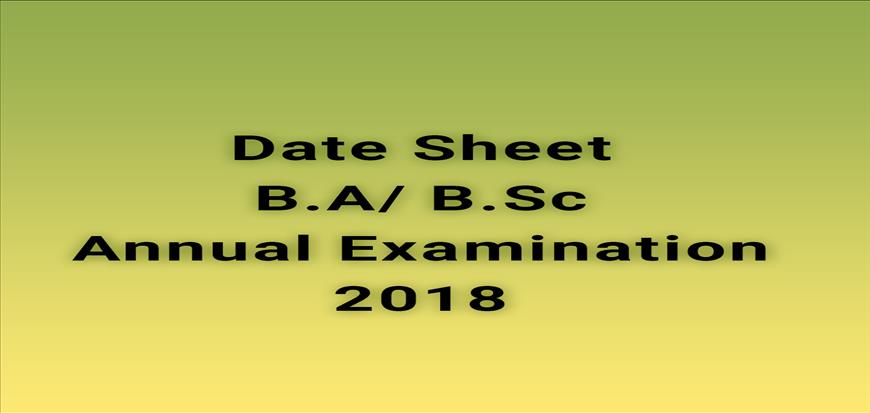 Date Sheet for B.A/B.Sc Annual Examination-2018